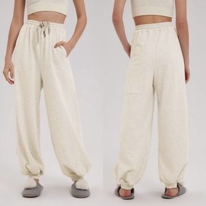 NAP LOUNGEWEAR Balloon Bubble Cotton Jogger Sweatpants Baggy Cream Size XL